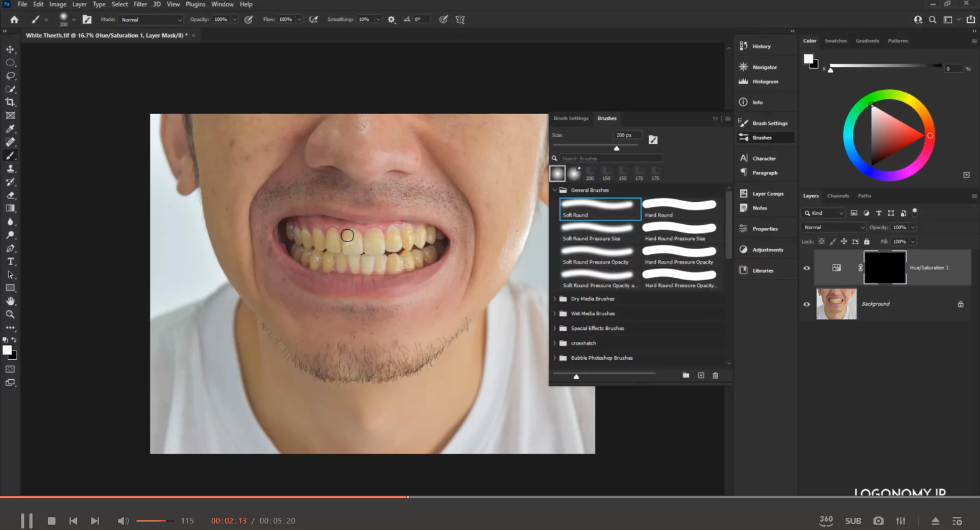 پروژه سفید کردن رنگ زرد دندان ها در نرم افزار فتوشاپ (Photoshop)